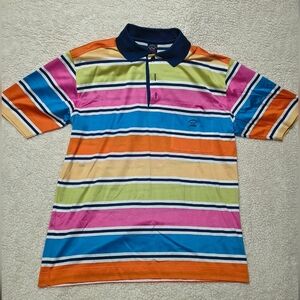 Paul & Shark Multicolor Striped Polo — Blue, Pink, Orange, Green